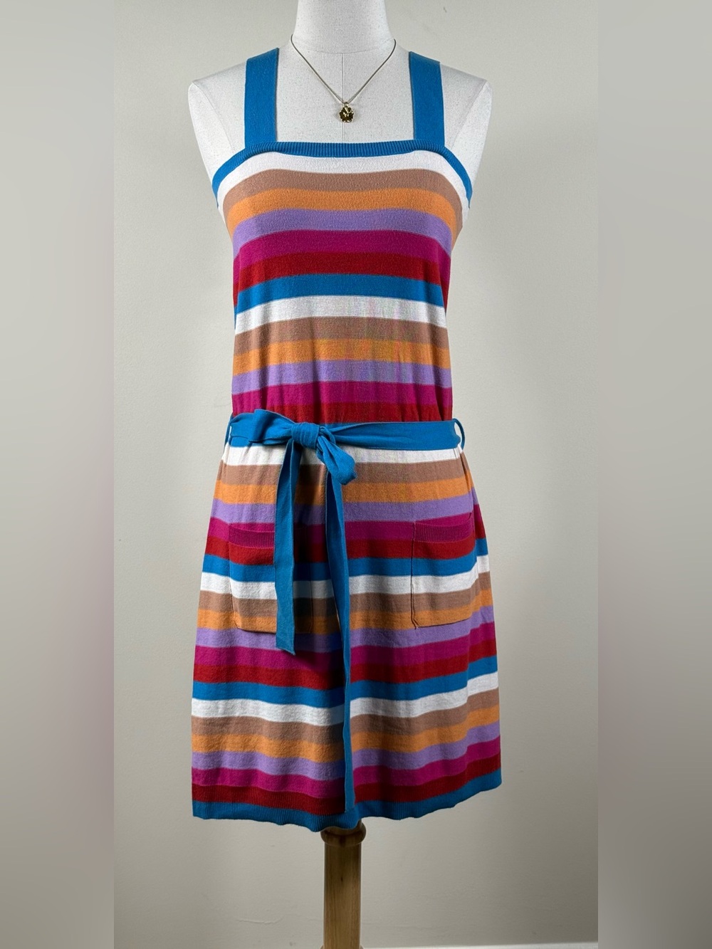 NWT Sonia Rykiel Striped Cotton Apron Dress Sz 42 US